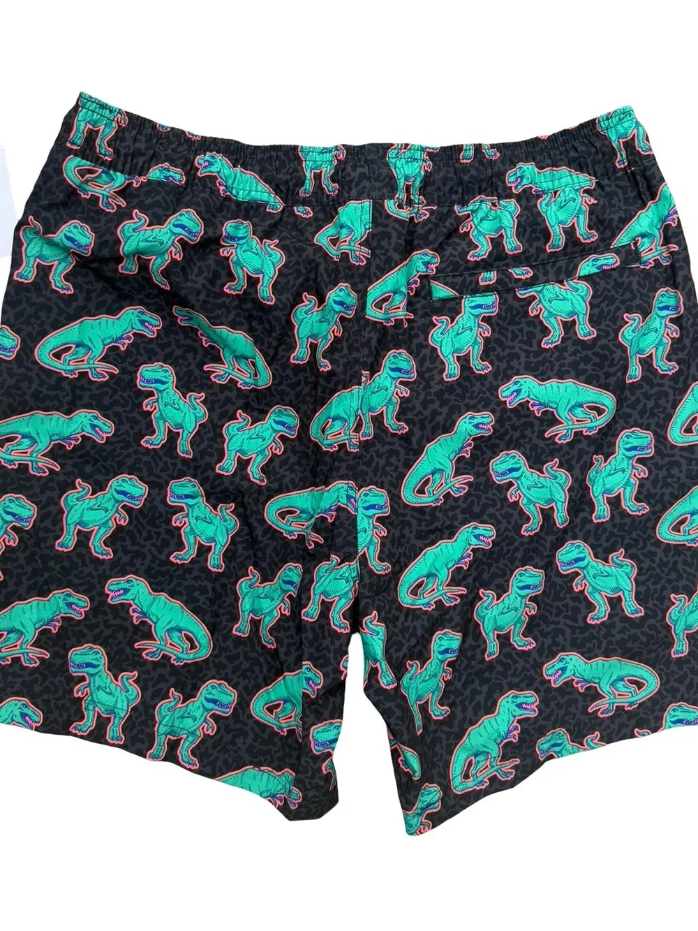 Men's Black Cheetah with Dinosaur Swim Trunks with built in liner